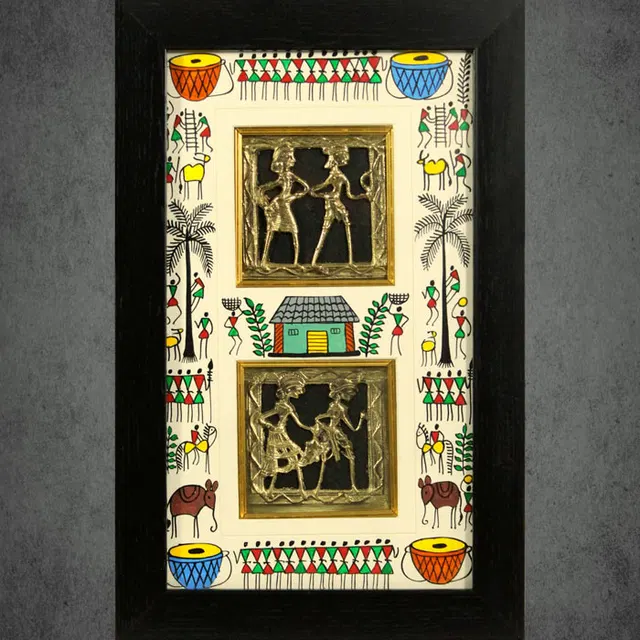 Odisha Brass & Bell Metal (Dhokra) Tribal Couple (9x15 Inches)