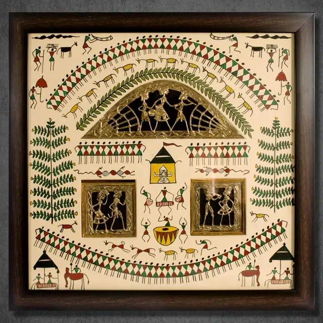 Odisha Brass & Bell Metal (Dhokra) Tribal Life (17x16 Inches)