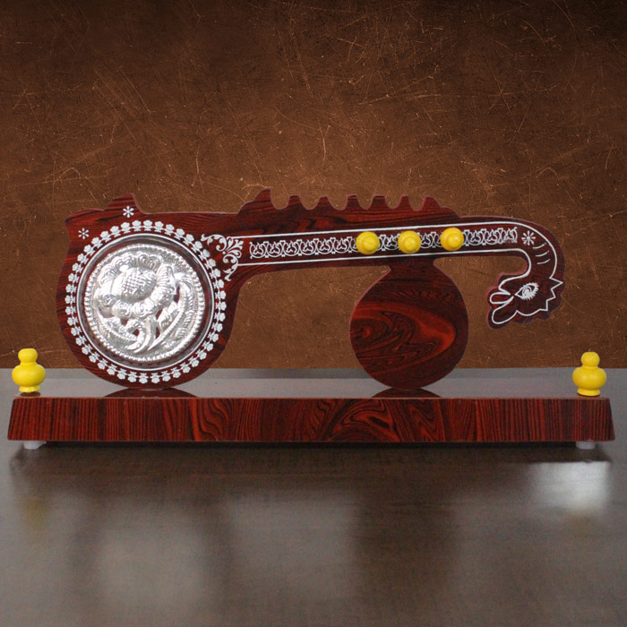 Thanjavur Art Plate Flower Veena (Memento) - 4.5 Inch Dia