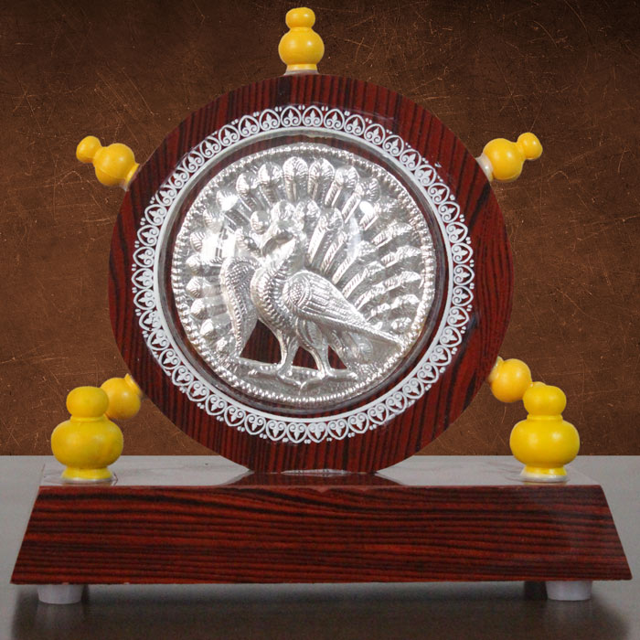 Thanjavur Art Plate Peacock (Memento) - 3.5 Inch Dia