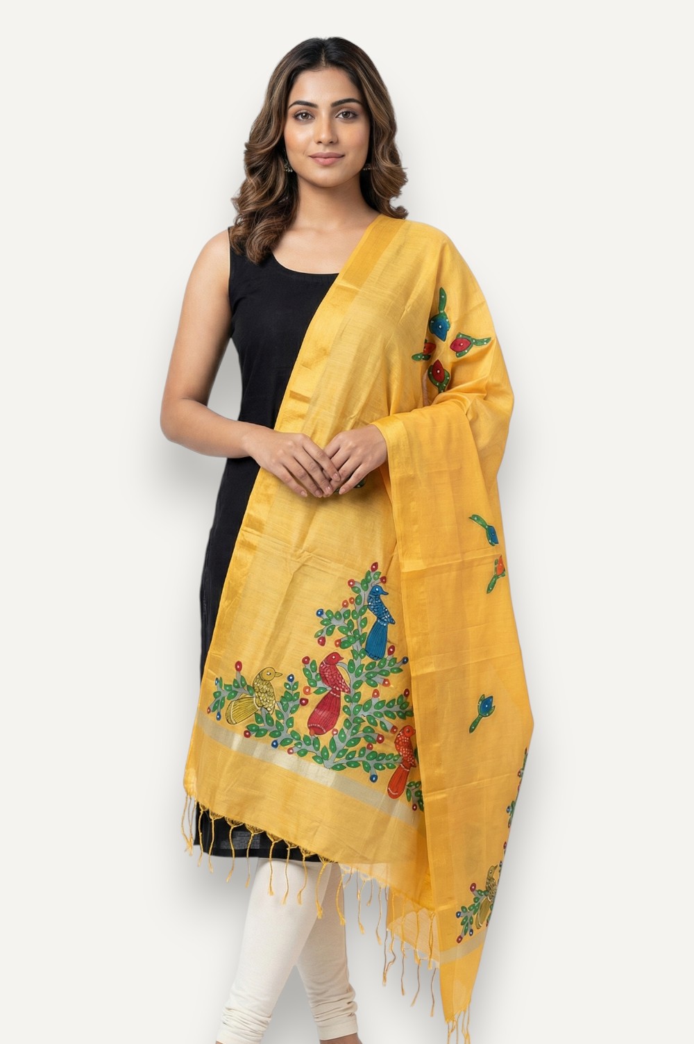 Bengal Patachitra Hand Painted Dupatta