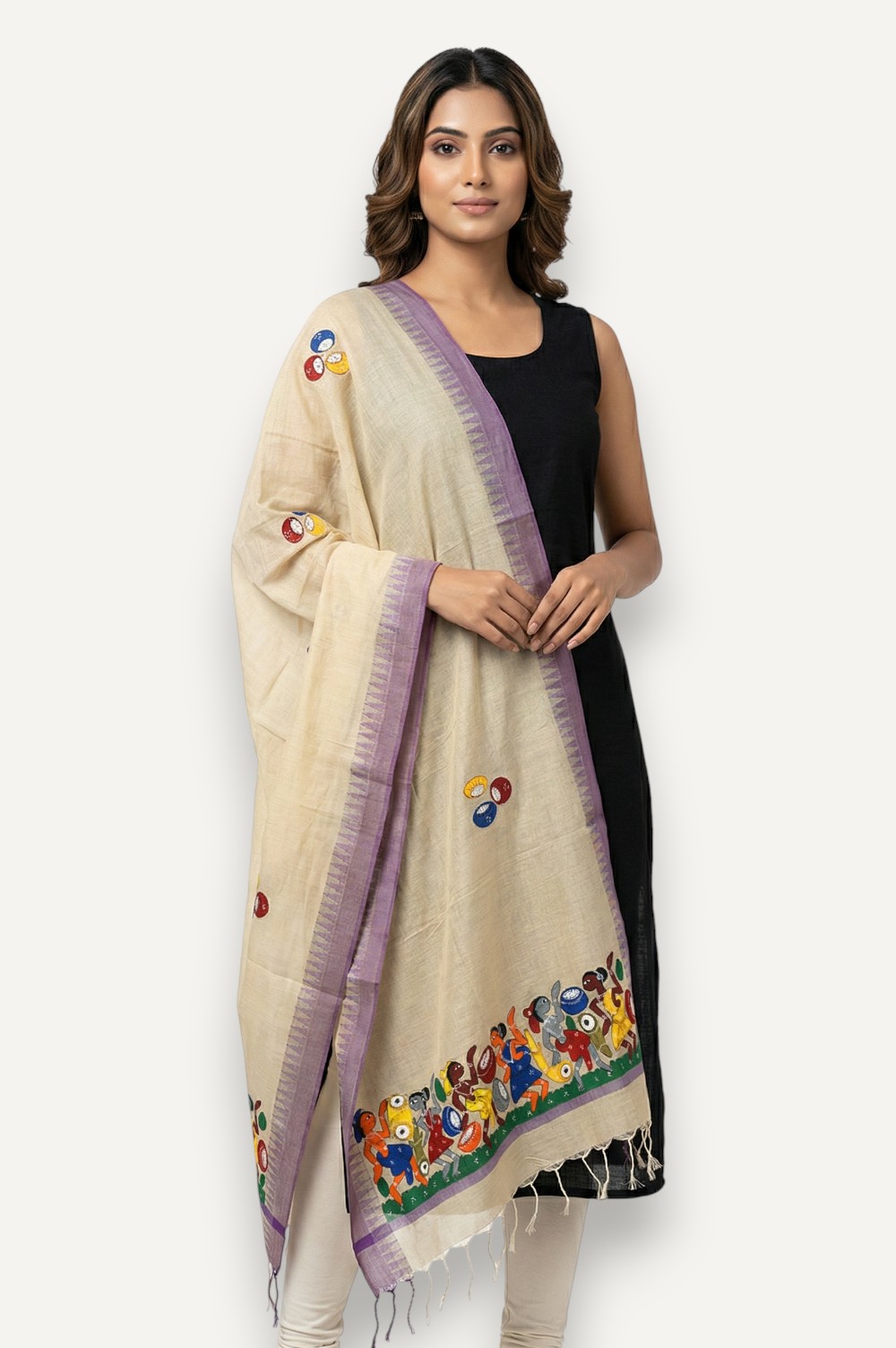 Bengal Patachitra Hand Painted Dupatta