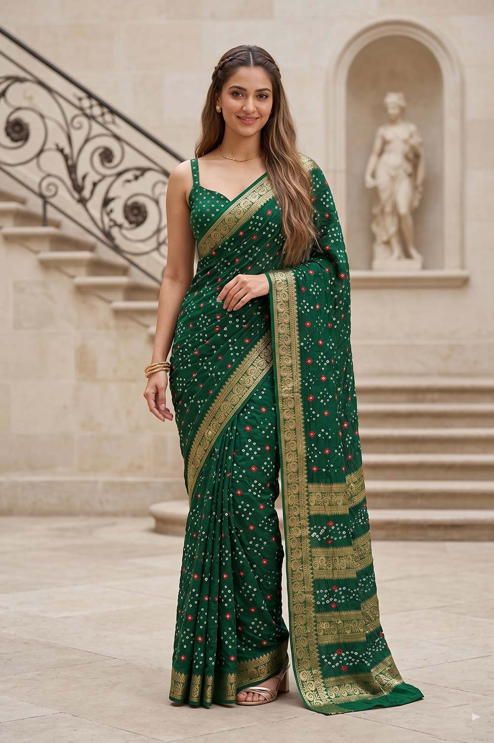 Jamnagari Bandhani Art Silk Saree