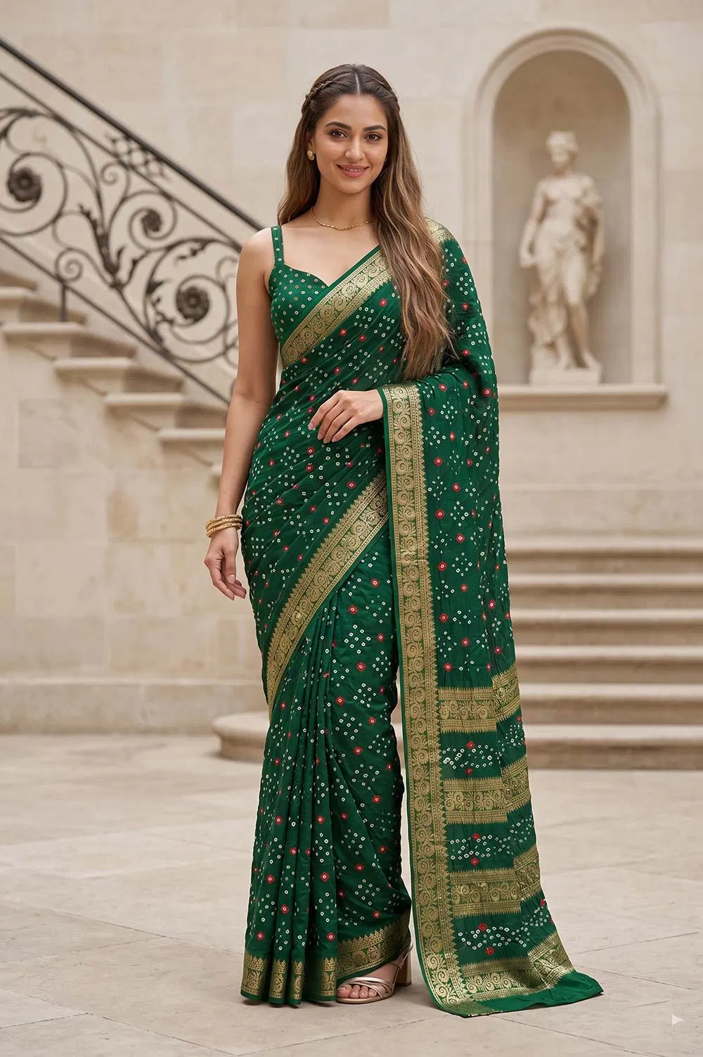 Jamnagari Bandhani Art Silk Saree