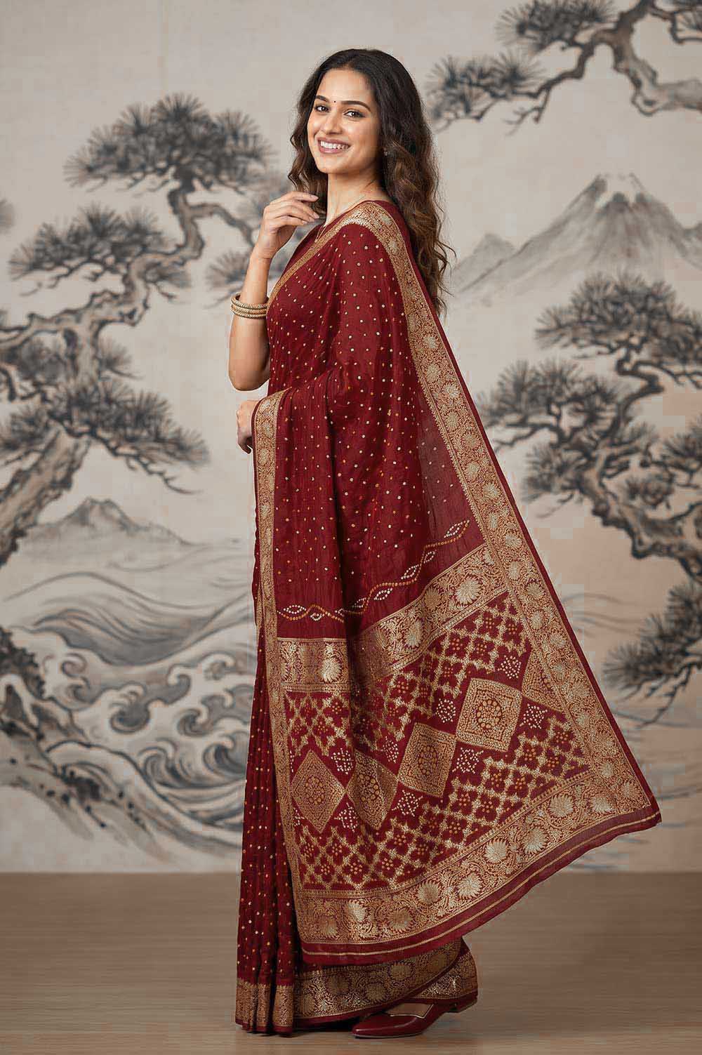 Jamnagari Bandhani Art Silk Saree