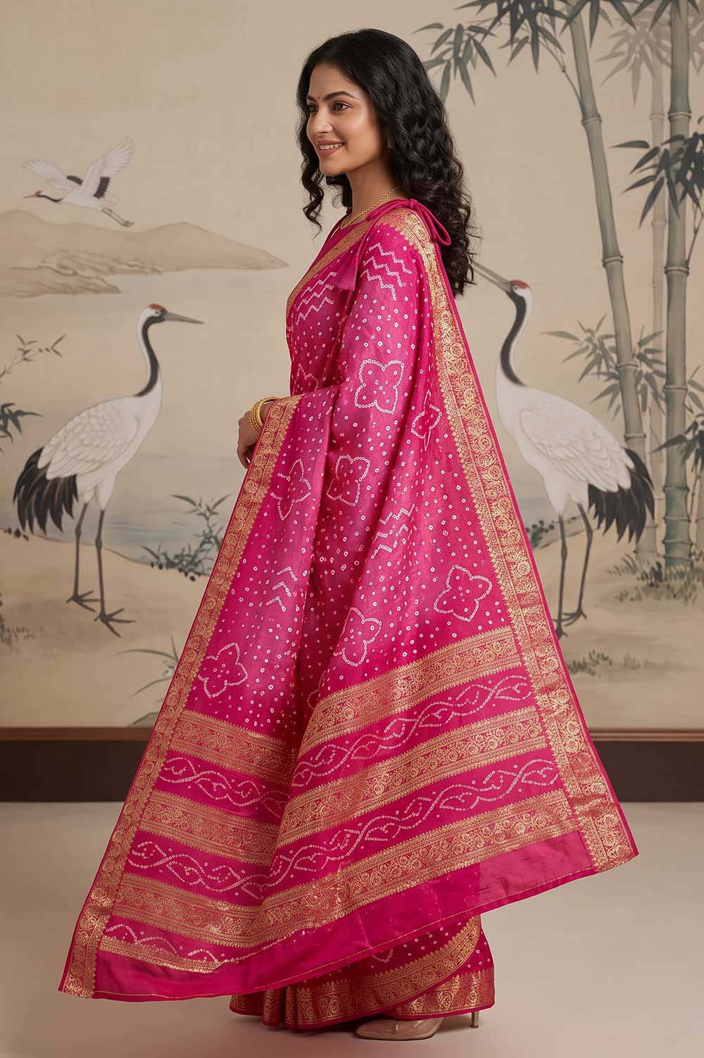 Jamnagari Bandhani Art Silk Saree