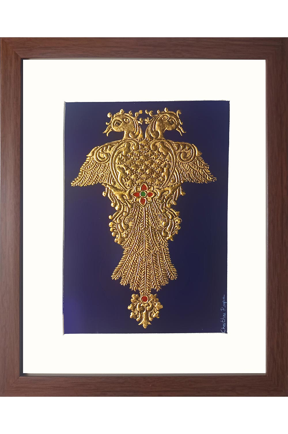Mysore Painting Gandaberunda - 22KT Gold Leaf (10*12) Inches
