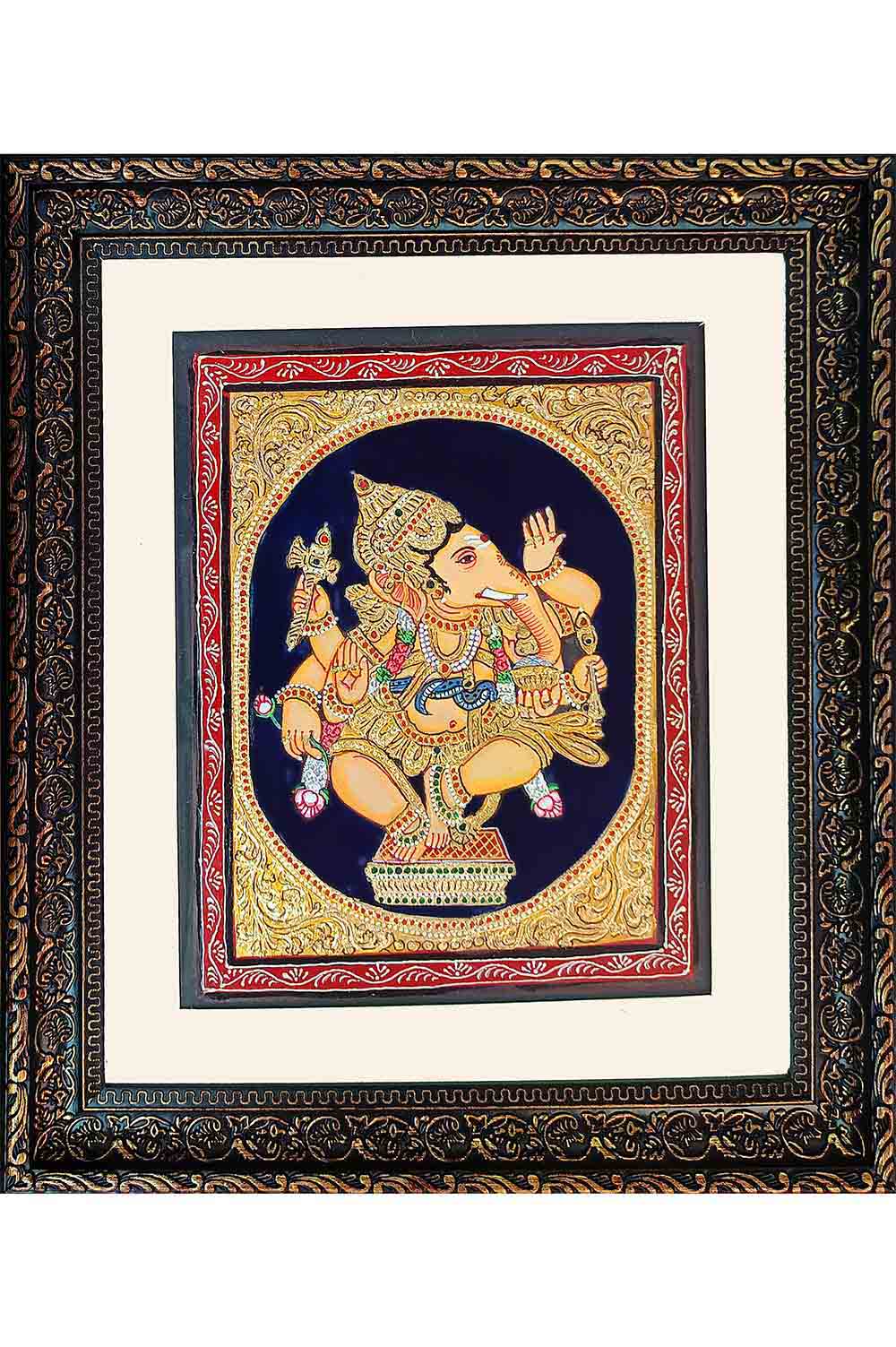 Mysore Painting Ganesha - 22KT Gold Leaf (13*15) Inches