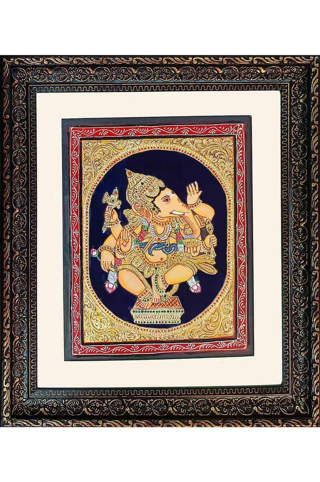 Mysore Painting Ganesha - 22KT Gold Leaf (13*15) Inches