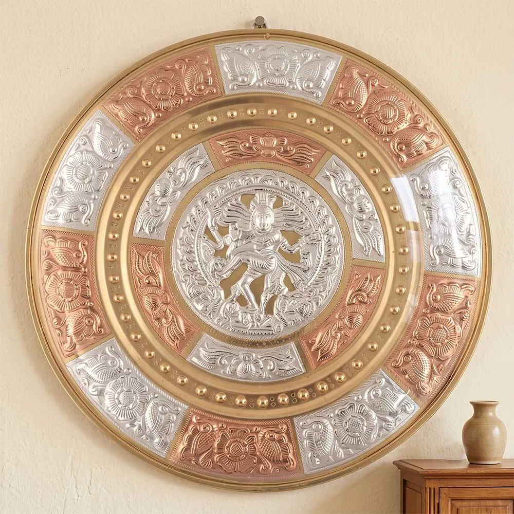 Nataraja Tri-Metal Thanjavur Art Plate (12 Inch)