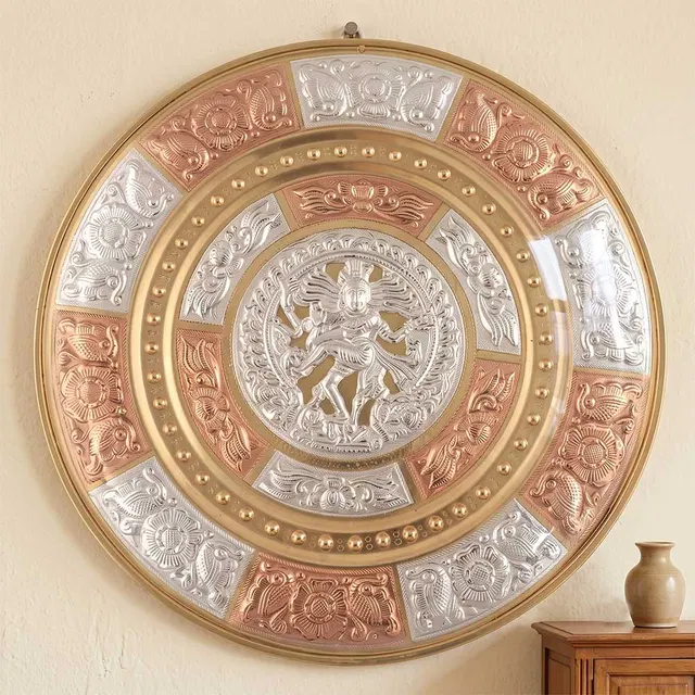 Nataraja Tri-Metal Thanjavur Art Plate (12 Inch)