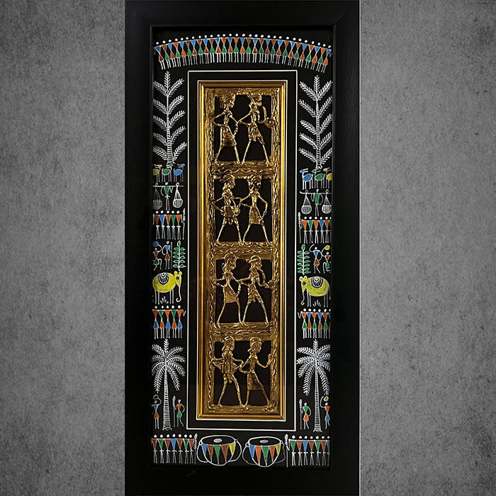 Odisha Brass & Bell Metal (Dhokra) Tribal Couple (9x20 Inches)