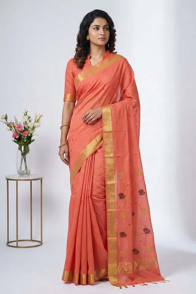 Chanderi Handloom Cotton-Silk Saree
