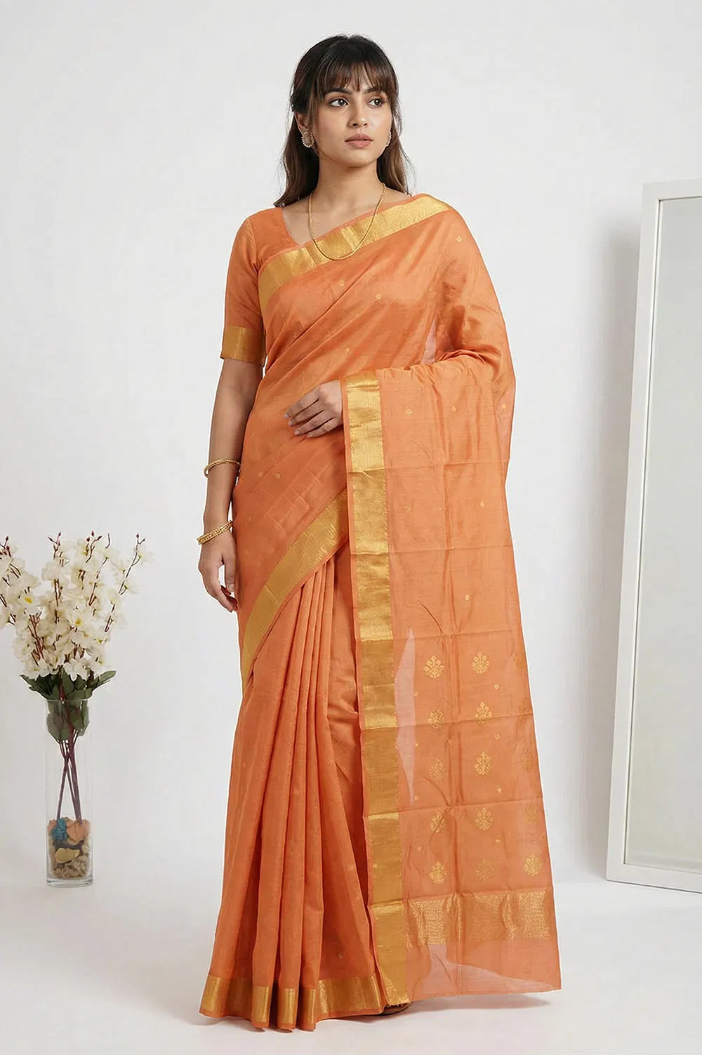 Chanderi Handloom Cotton-Silk Saree