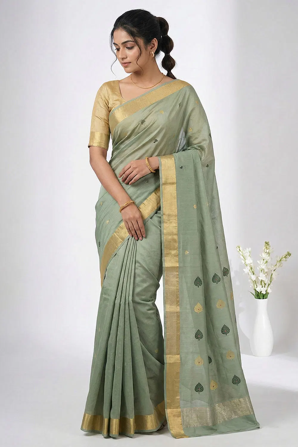 Chanderi Handloom Cotton-Silk Saree