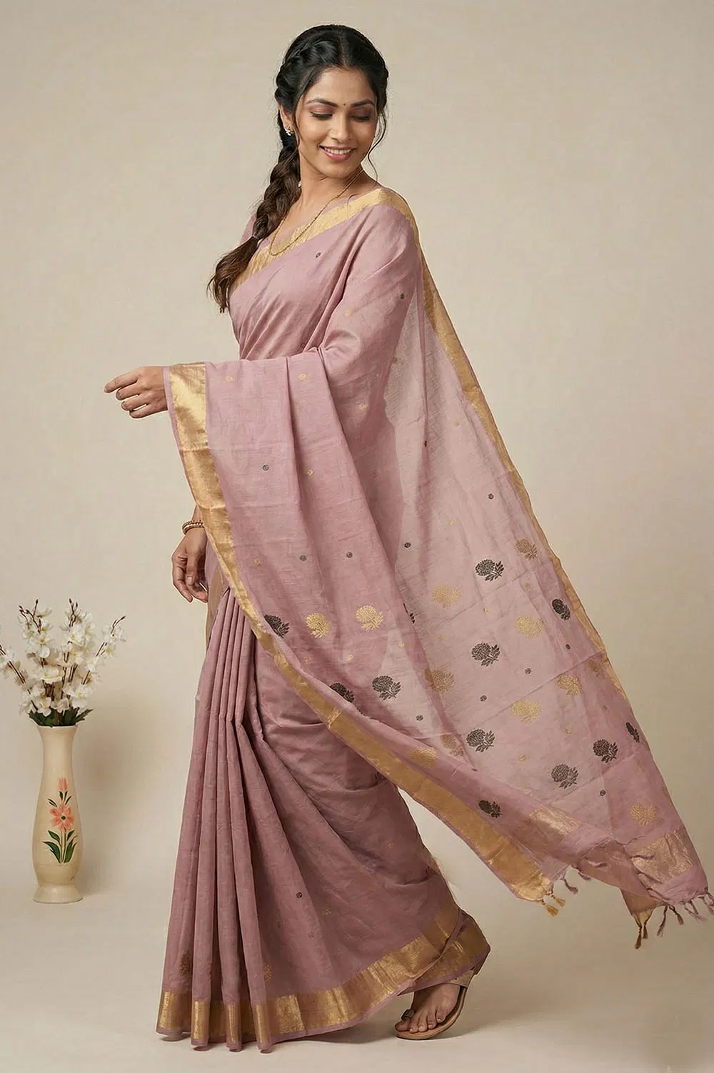 Chanderi Handloom Cotton-Silk Saree