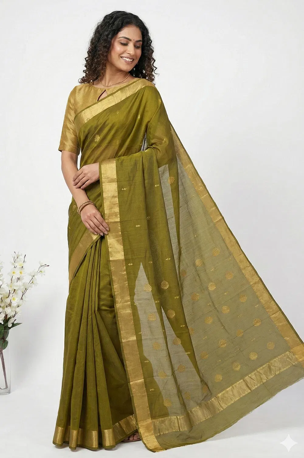 Chanderi Handloom Cotton-Silk Saree