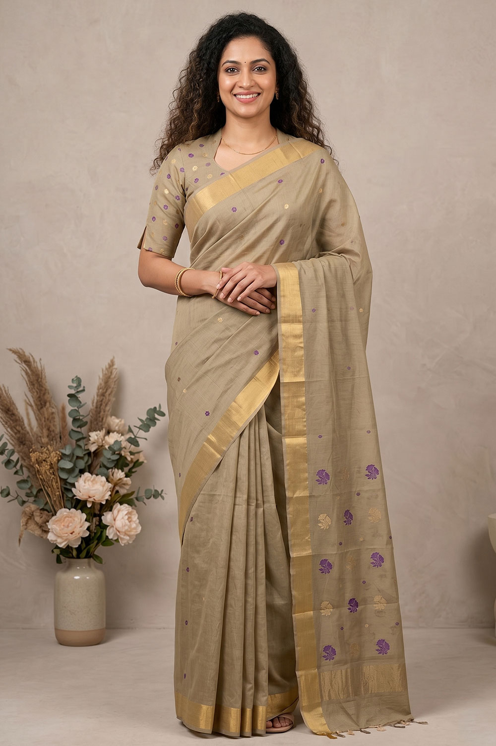 Chanderi Handloom Cotton-Silk Saree