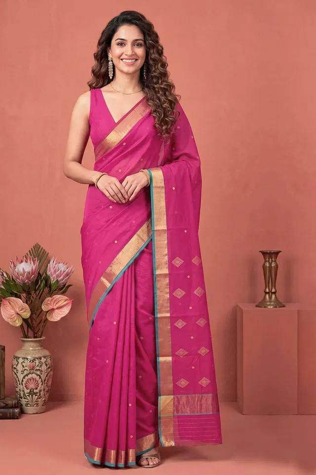 Chanderi Handloom Cotton-Silk Saree