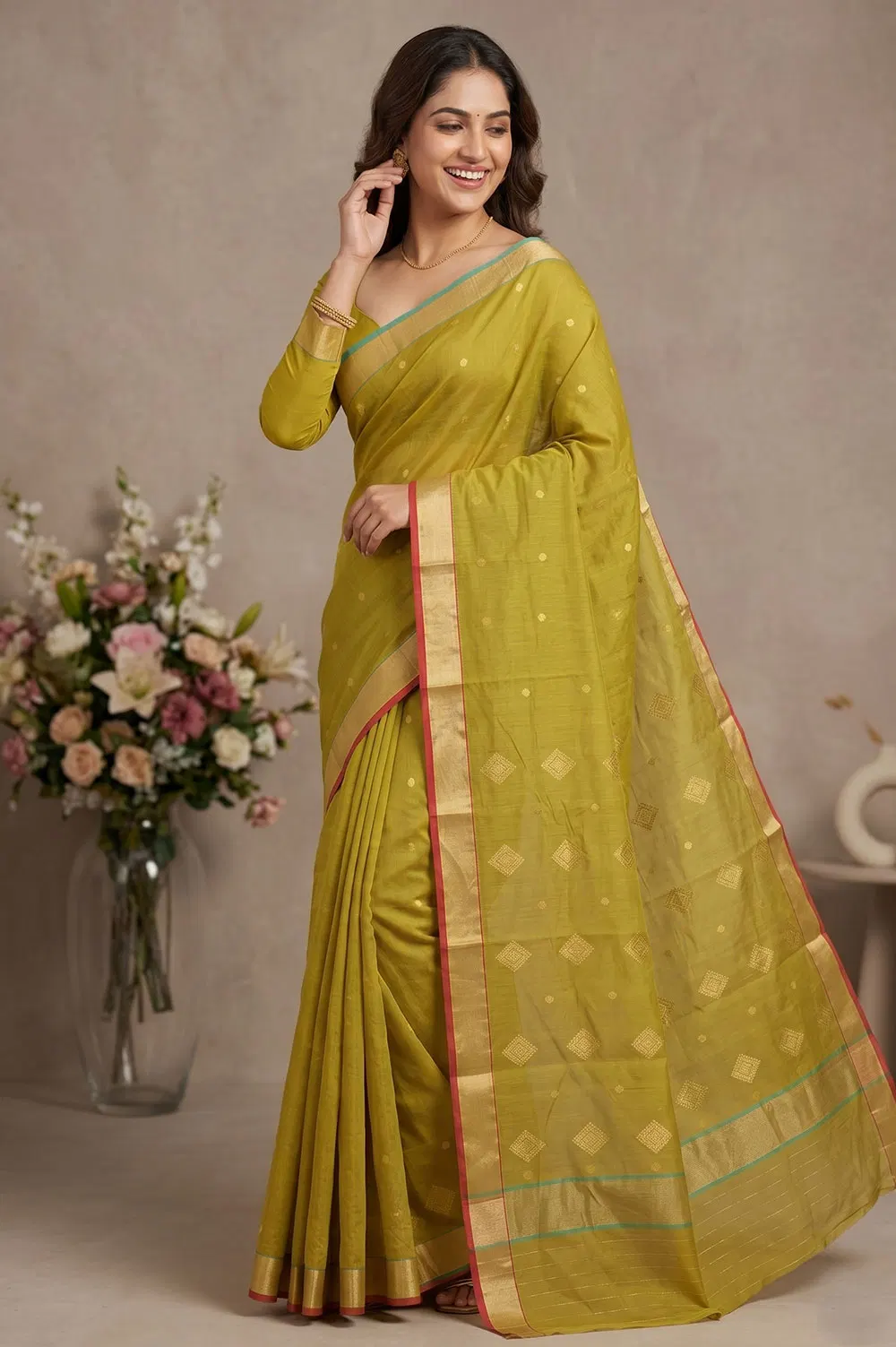 Chanderi Handloom Cotton-Silk Saree