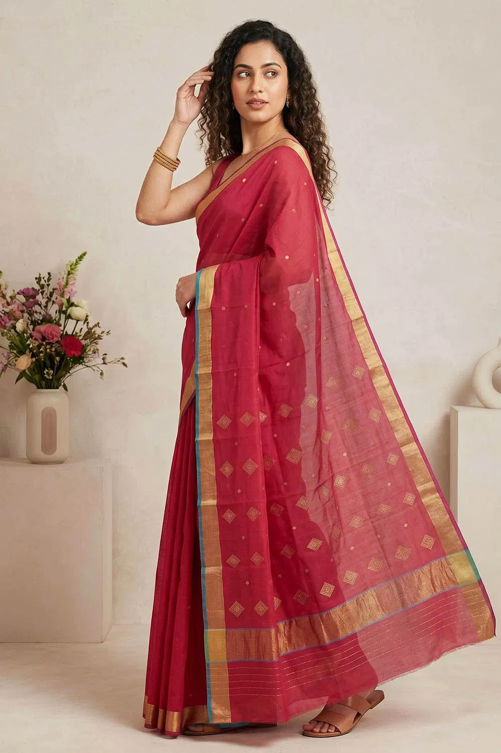 Chanderi Handloom Cotton-Silk Saree