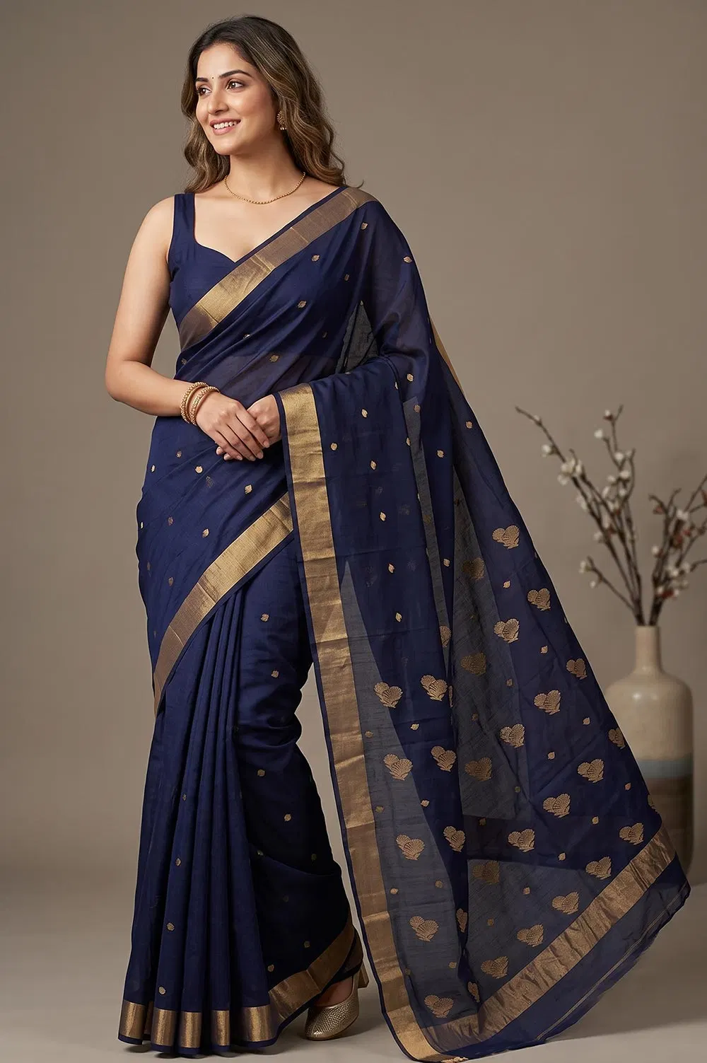 Chanderi Handloom Cotton-Silk Saree
