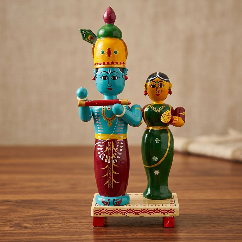 Etikoppaka Toys Radha Krishna (8 inch)