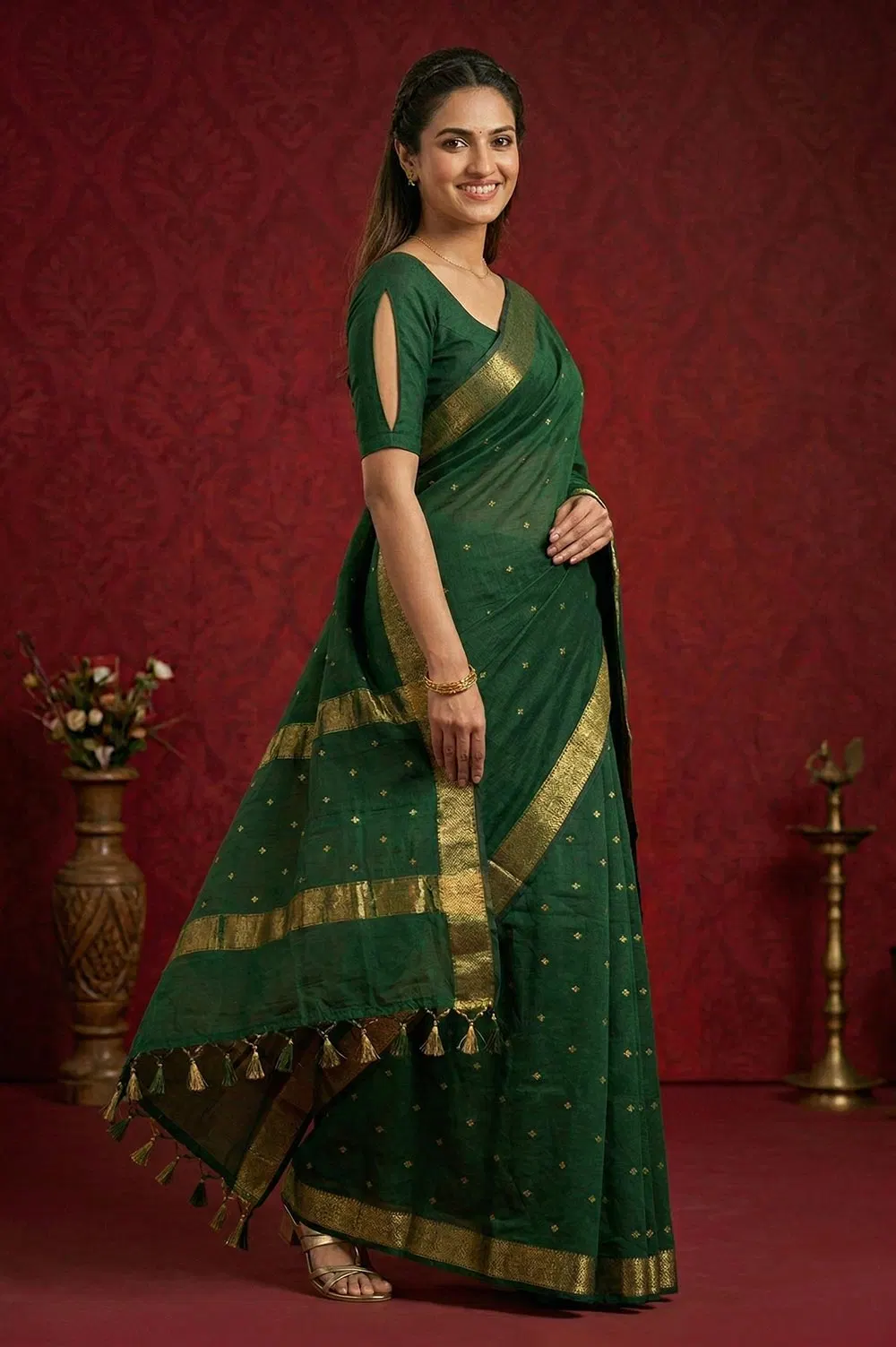 Maheshwar Handloom Cotton-Silk Saree