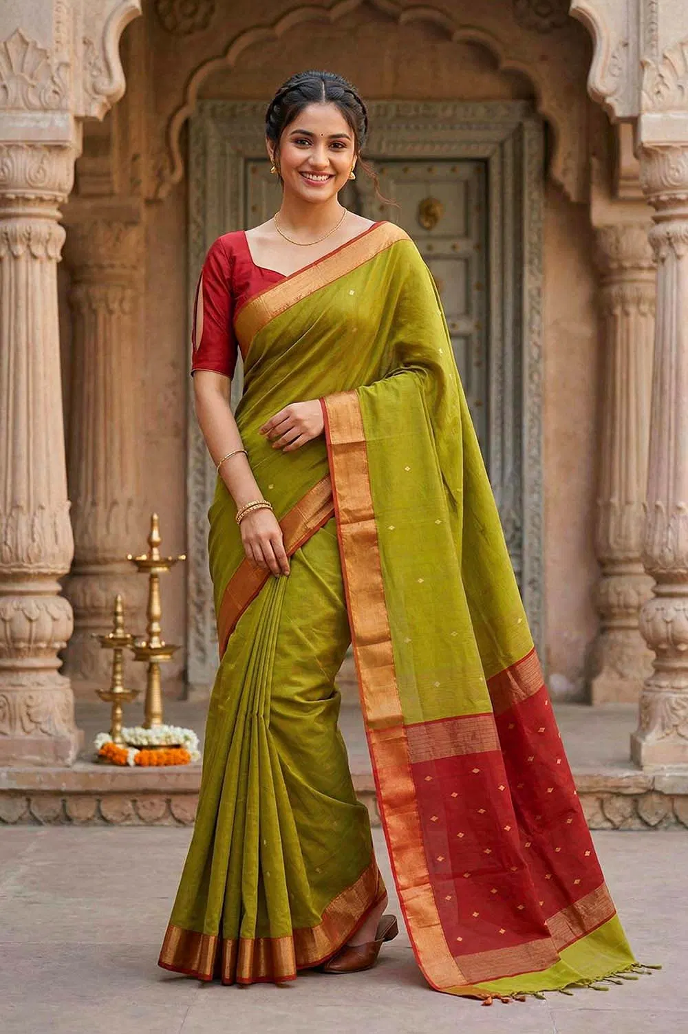 Maheshwar Handloom Cotton-Silk Saree