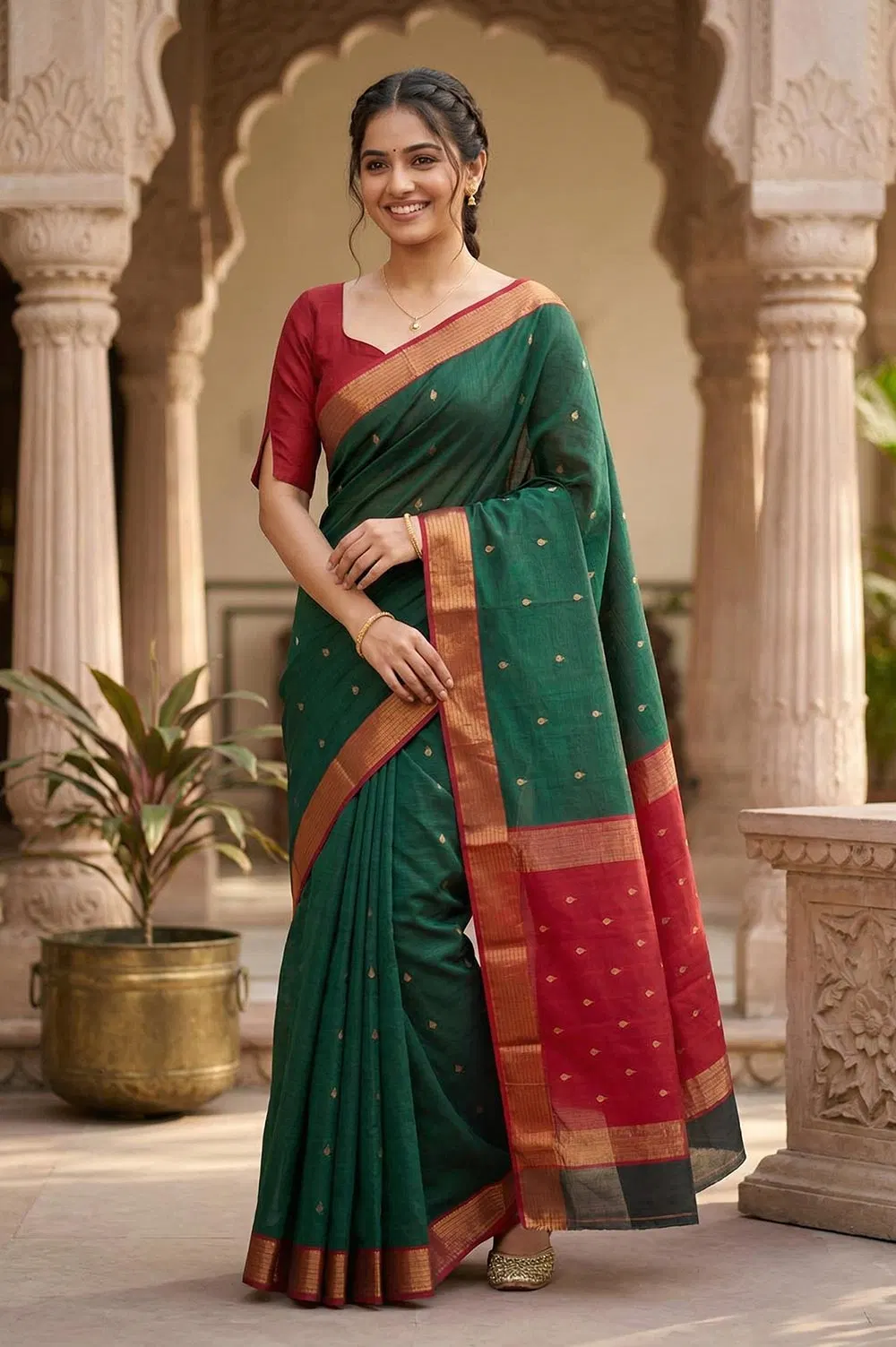 Maheshwar Handloom Cotton-Silk Saree