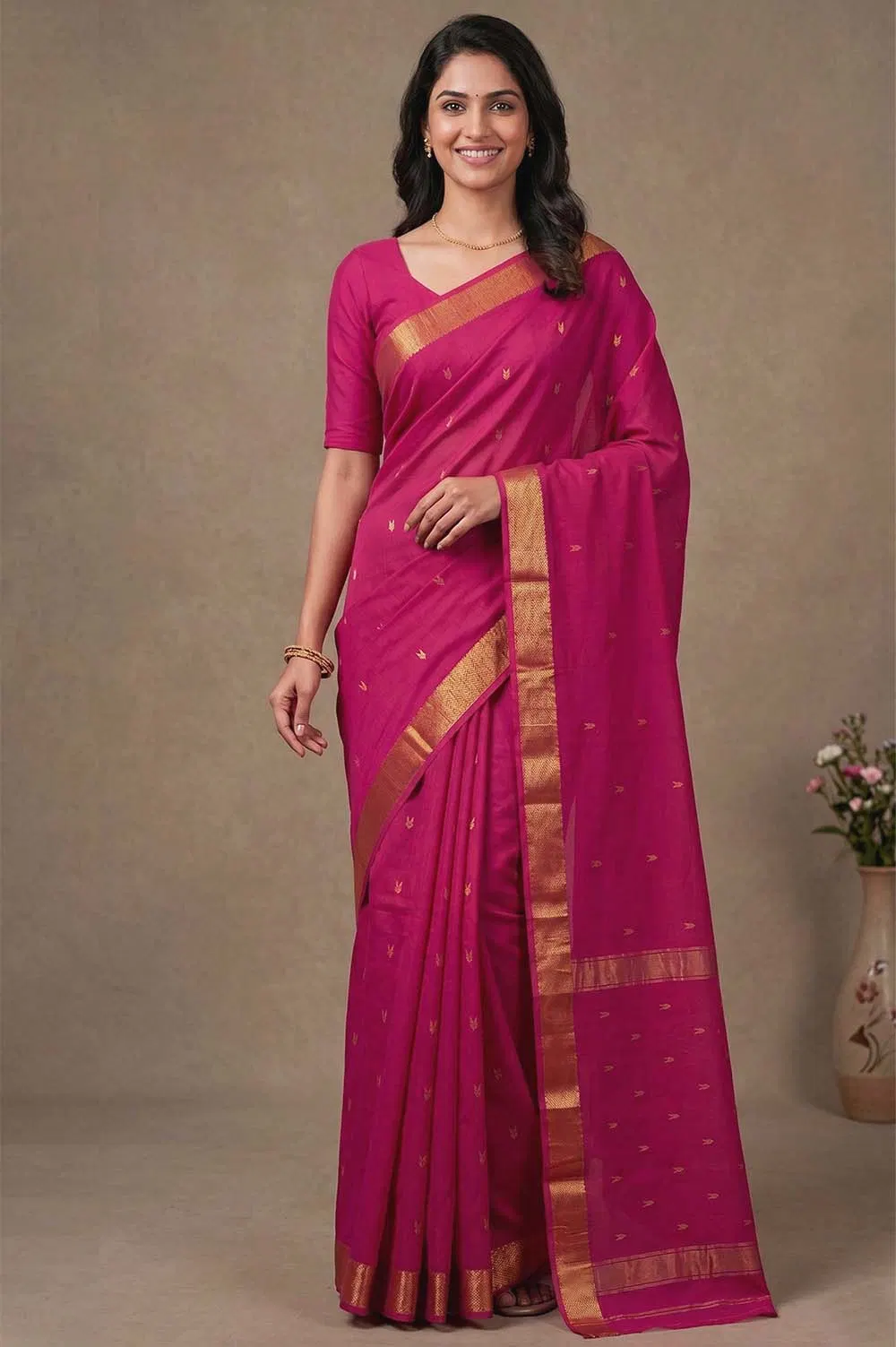 Maheshwar Handloom Cotton-Silk Saree