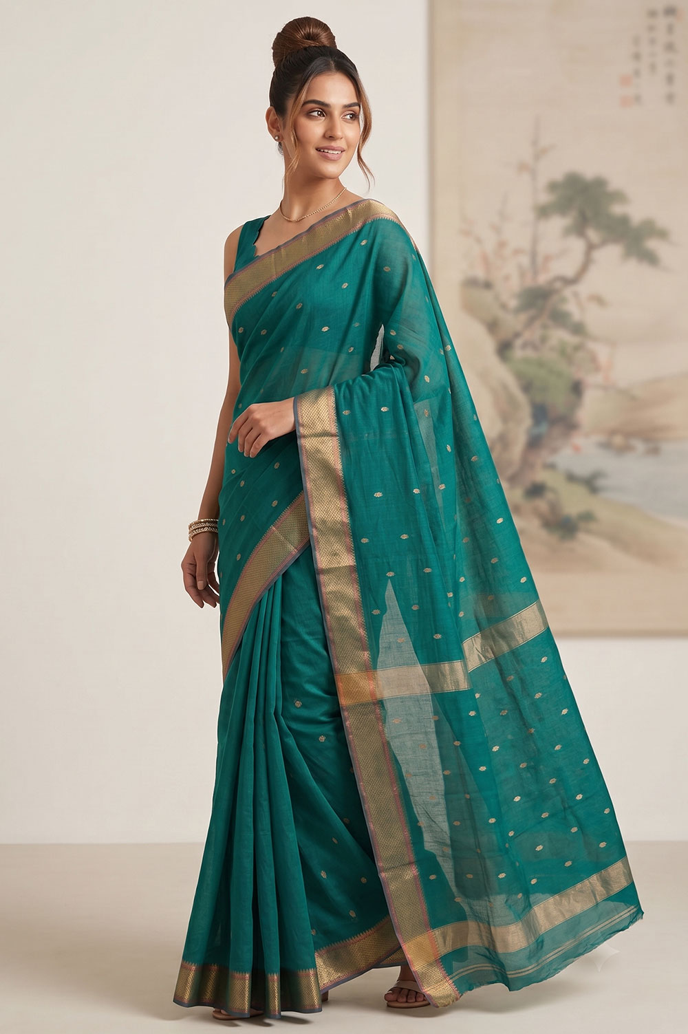 Maheshwar Handloom Cotton-Silk Saree