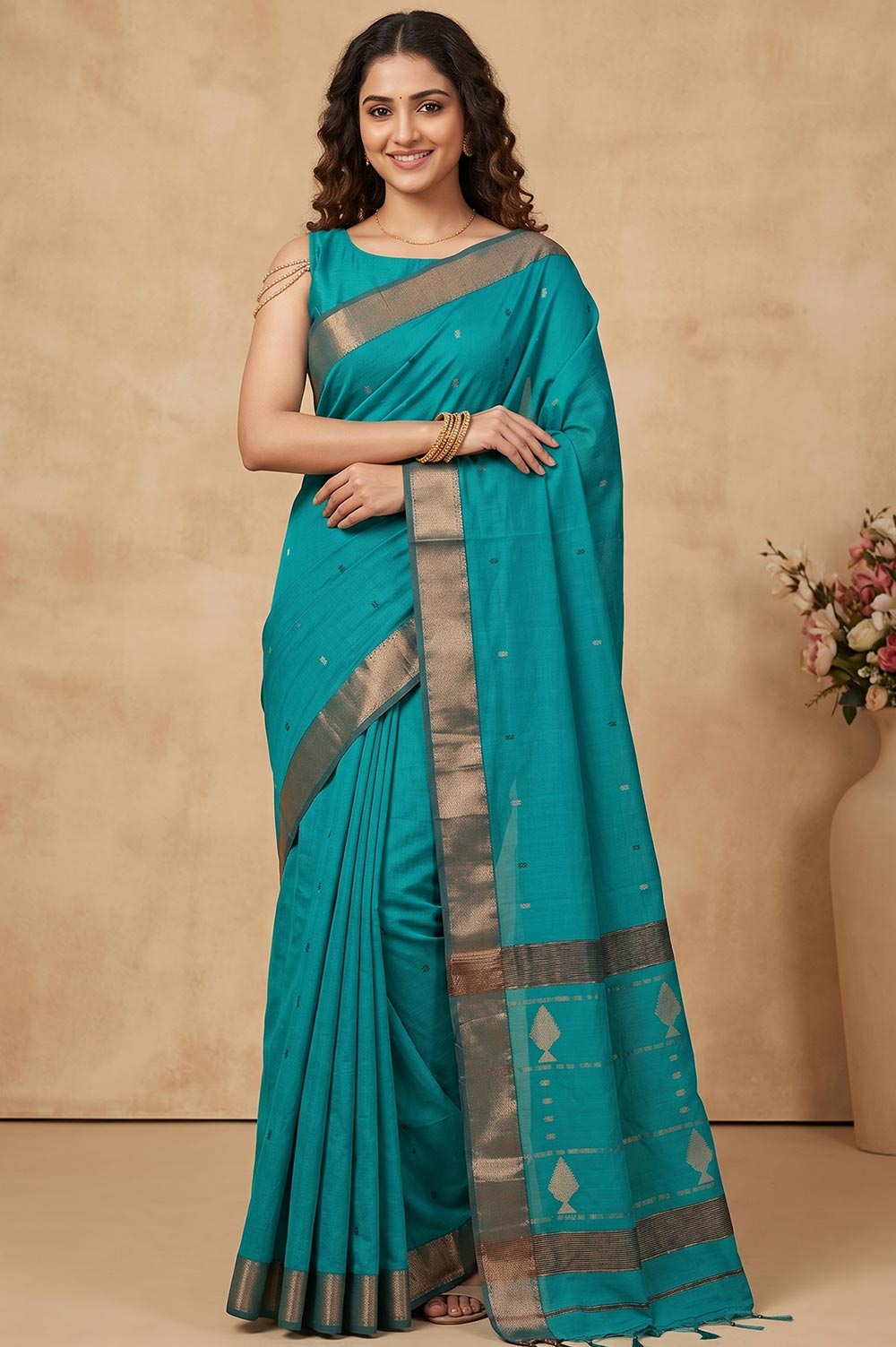 Maheshwar Handloom Cotton-Silk Saree