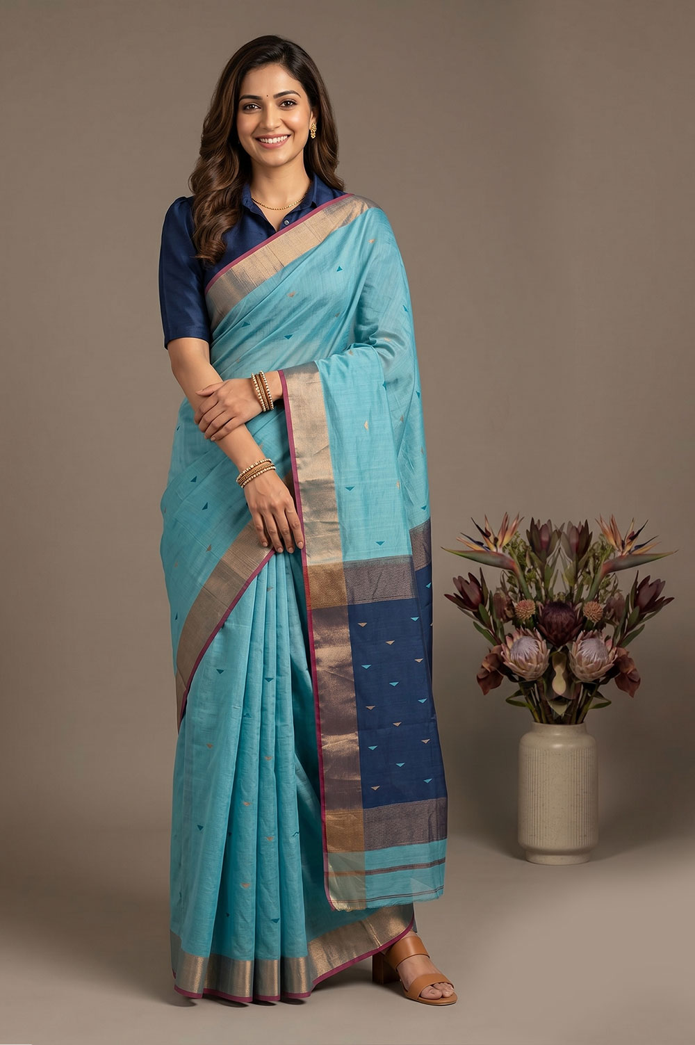 Maheshwar Handloom Cotton-Silk Saree