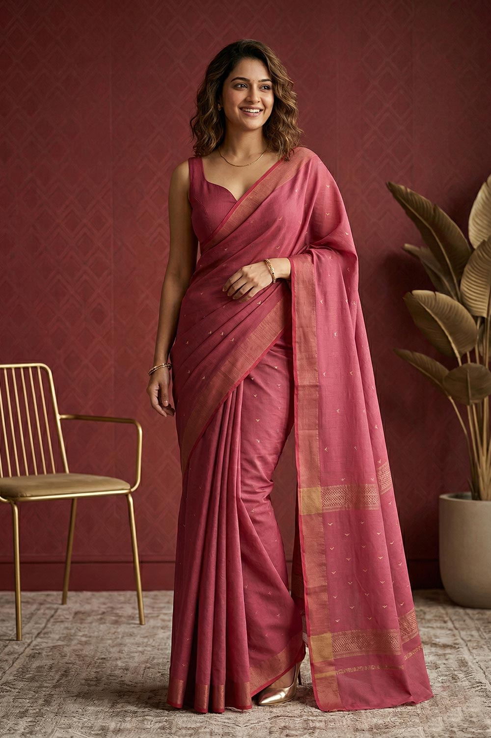 Maheshwar Handloom Cotton-Silk Saree
