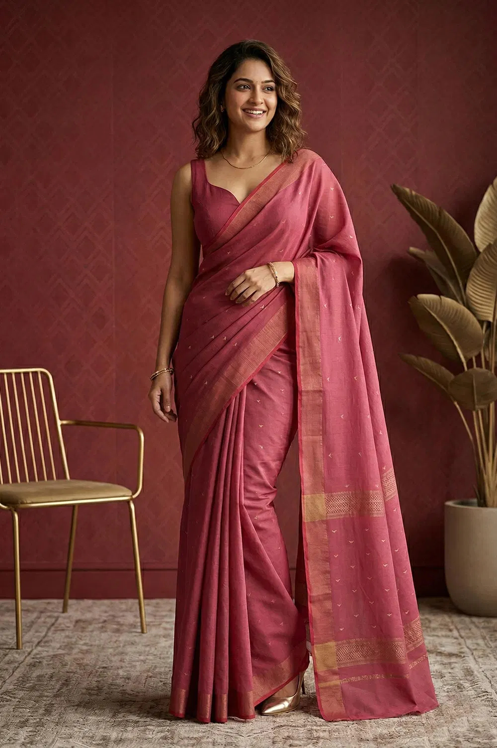 Maheshwar Handloom Cotton-Silk Saree