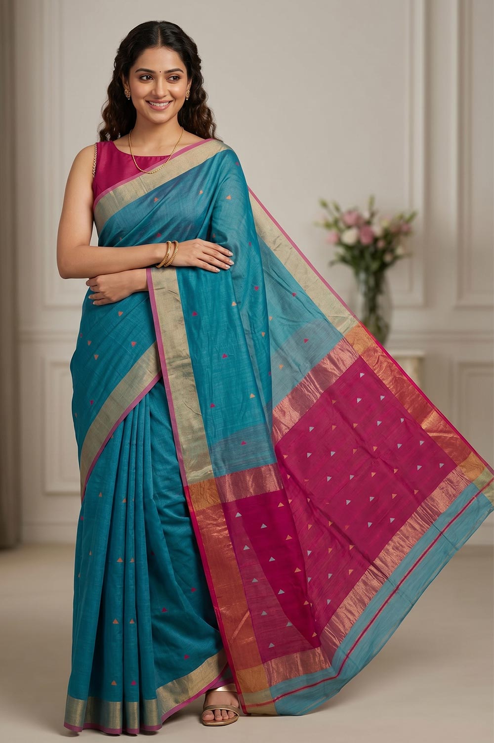 Maheshwar Handloom Cotton-Silk Saree