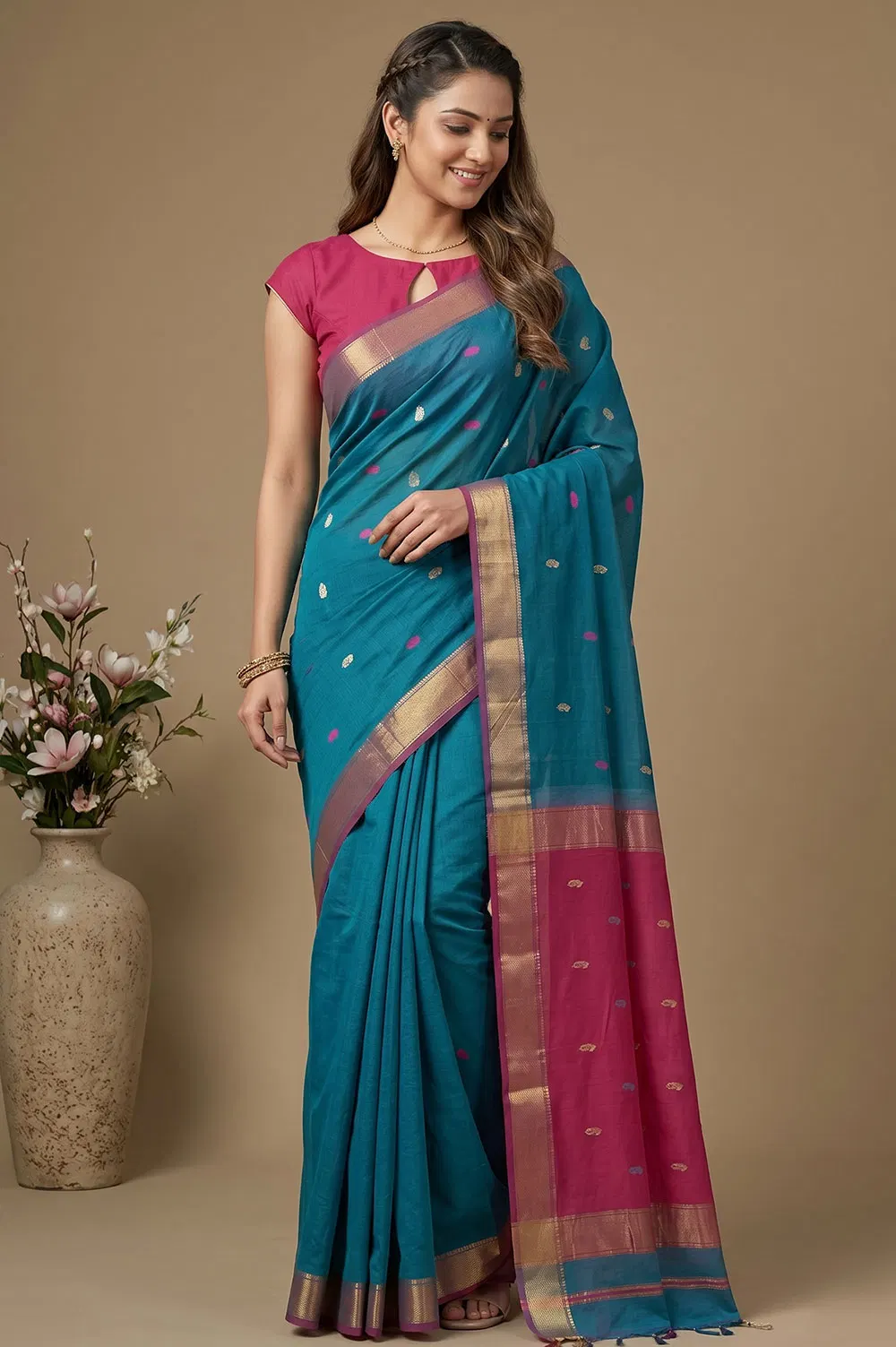 Maheshwar Handloom Cotton-Silk Saree