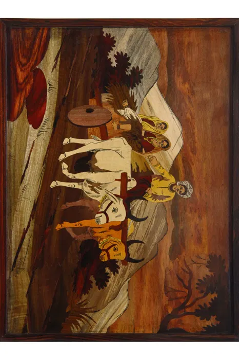 Mysore Rose Wood Inlay - Bullock cart (21*16) Inches