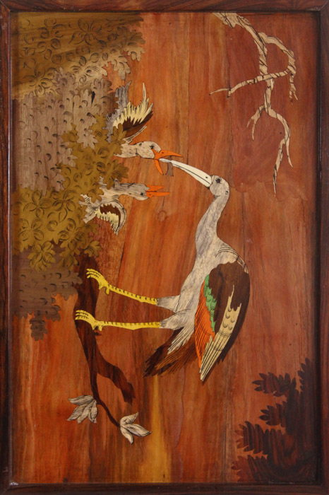 Mysore Rose Wood Inlay - Crane Feeding (20*14) Inches