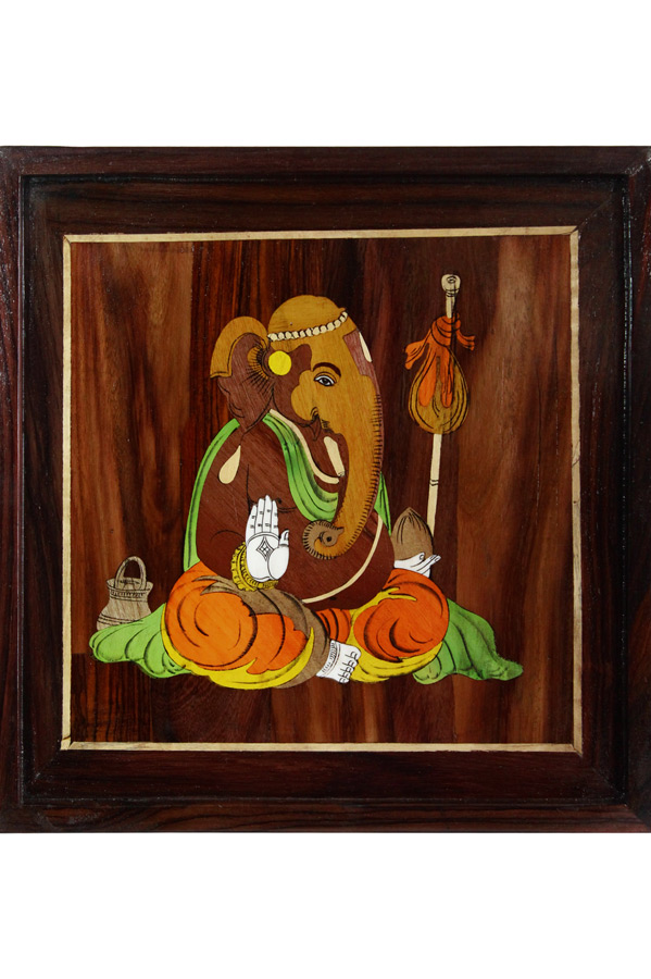 Mysore Rose Wood Inlay - Ganesha (13*13) Inches