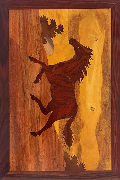 Mysore Rose Wood Inlay - Running Horse (18*12)
