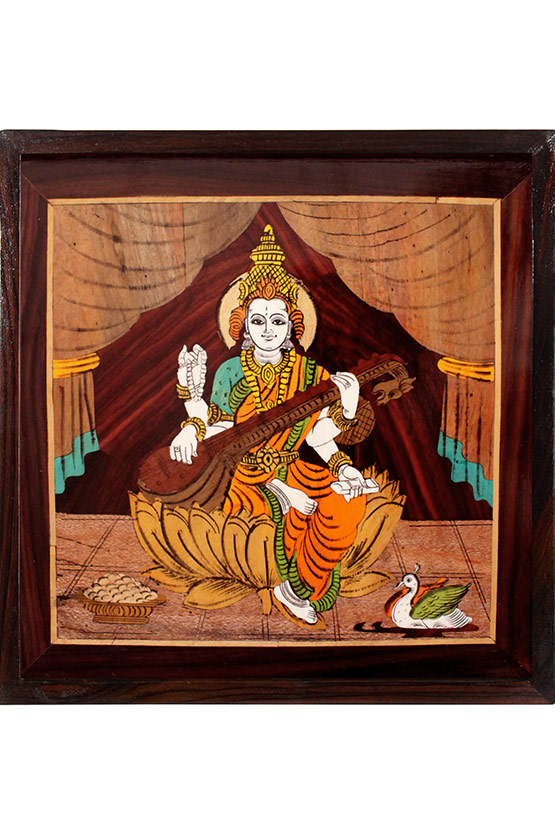 Mysore Rose Wood Inlay - Saraswati (13*13) Inches