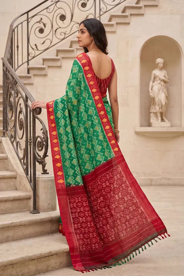 Pochampally Double Ikat Pure Cotton Saree