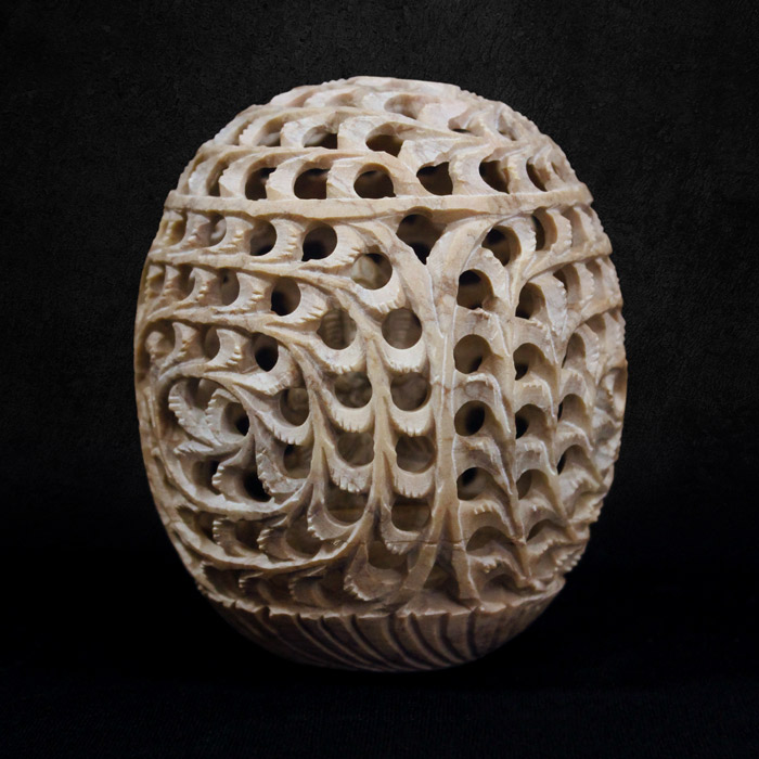 Varanasi Soft Stone Jali Egg Under Cut (4 Inches)