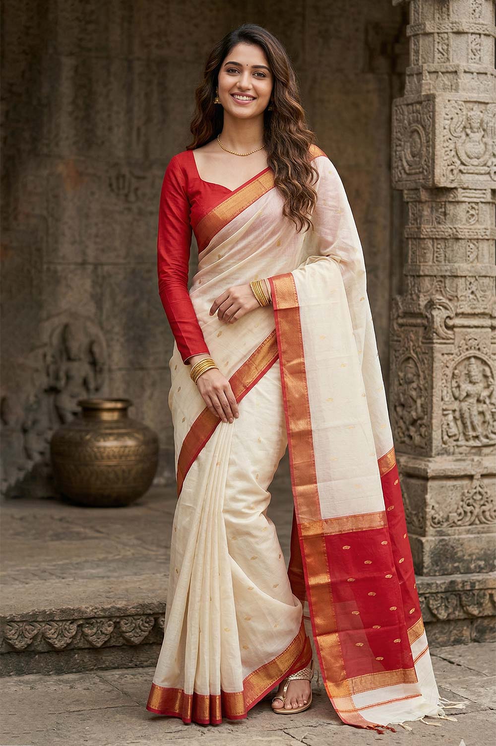 Maheshwar Handloom Cotton-Silk Saree