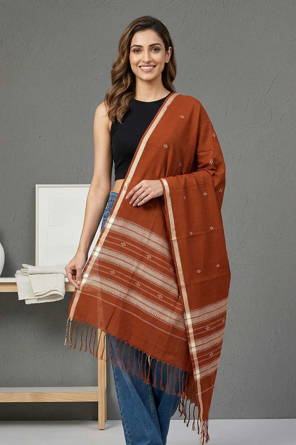 Organic Dyed Kotpad Pure Hand Spun Cotton Stole