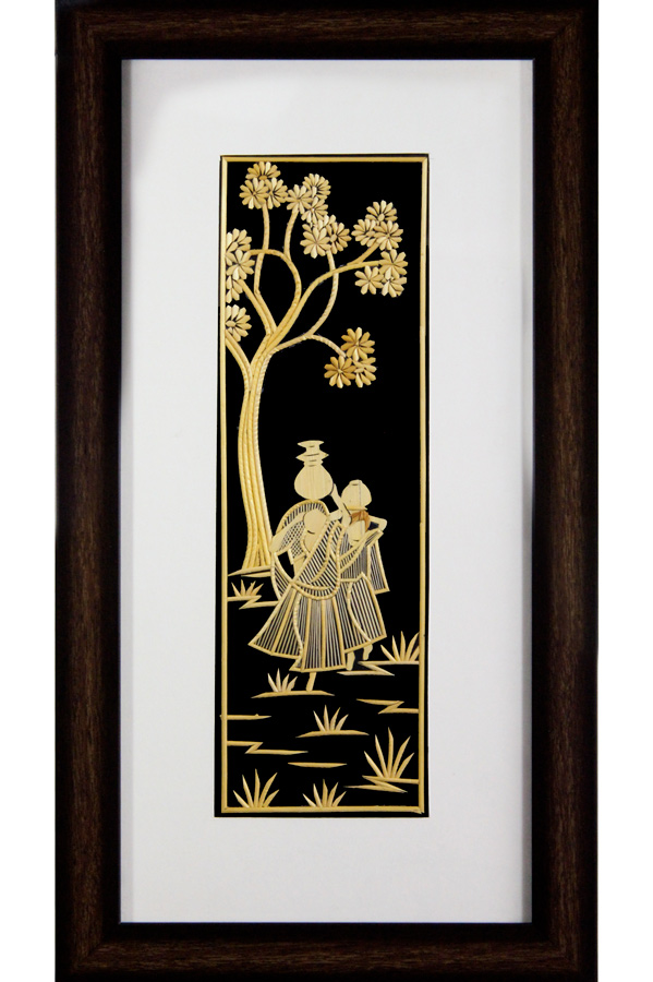 Sikki Grass Art - Women Carrying Water (9.5*17.5) Inches