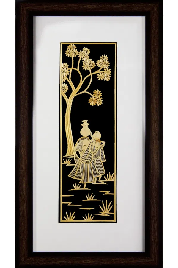 Sikki Grass Art - Women Carrying Water (9.5*17.5) Inches