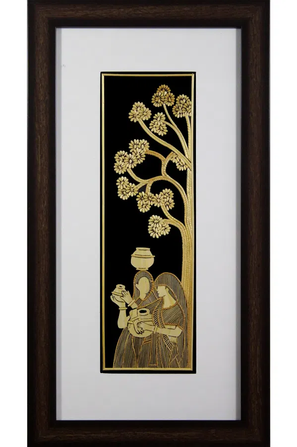 Sikki Grass Art - Women Carrying Water (9.5*17.5) Inches